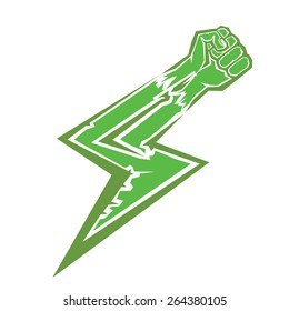 freedom concept. vector green fist icon on white. 