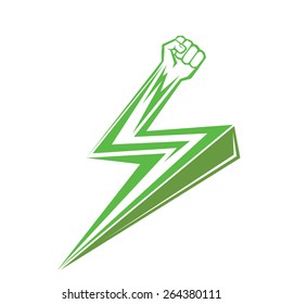 freedom concept. vector green fist icon on white. 