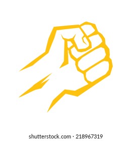 freedom concept. vector orange  fist icon on white.