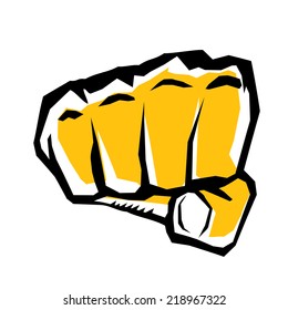 freedom concept. vector orange  fist icon on white.