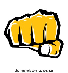 freedom concept. vector orange  fist icon on white.