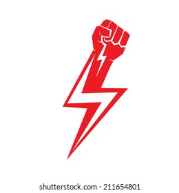 freedom concept. vector red fist icon.