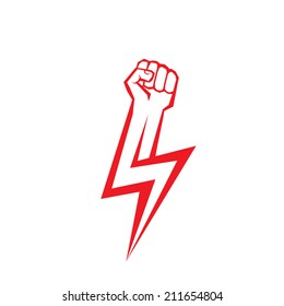 freedom concept. vector red fist icon.