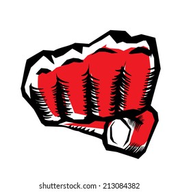 freedom concept. vector red fist icon.