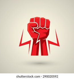 freedom concept. vector red fist icon. revolution fist