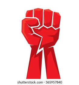 Freedom Concept. Vector Red Fist Icon. Revolution Fist Logo