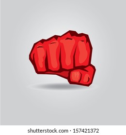 freedom concept. vector red karate fist icon. fist silhouette on white.