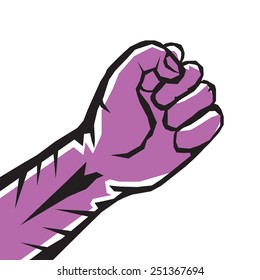 freedom concept. vector violet fist icon on white.