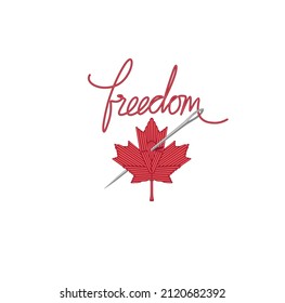 Freedom Convoy, Canadian Red Leaf, Embroidered Patch, Maple Leaf, Flag Of Canada. Design For Posters, T Shirt, Stickers, Banners, Logo, Emblem, Badge