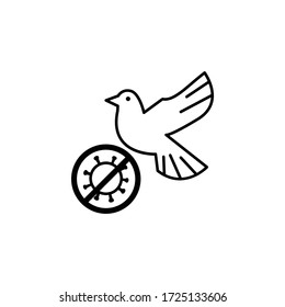 freedom coronavirus, bird line illustration icon on white background