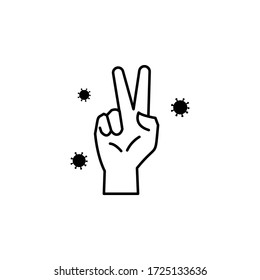 freedom coronavirus, hand symbol line illustration icon on white background