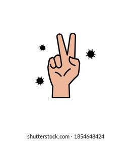 freedom coronavirus, hand symbol line illustration icon. Signs and symbols can be used for web, logo, mobile app, UI, UX