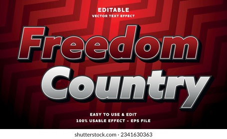 freedom country editable text effect with modern and simple style