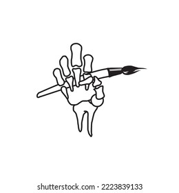 Freedom creativity icon. hand bones and brush vector design.