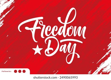 freedom day lettering background vector design