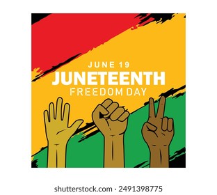 Freedom Day on June 19. Celebrated to commemorate the end of slavery in America. Juneteenth concept. Flat vector illustration.