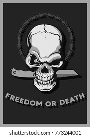 Freedom or Death Vector Art with Skull and Knife
