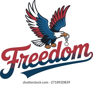 Logotipo da águia da liberdade com cadeia quebrada - símbolo da independência, poder e liberdade