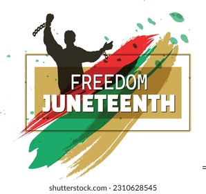 Freedom and emancipation concept of Juneteenth day with raised fist silhouette.