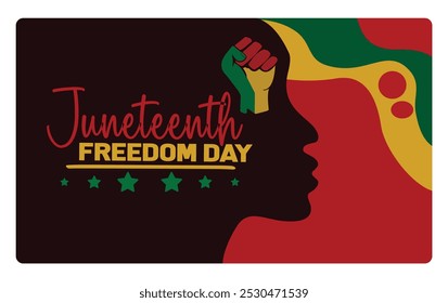 Freedom or emancipation day in America. Celebrated every June 19. Juneteenth concept. Flat vector illustration.