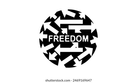 freedom emblem, black isolated silhouette