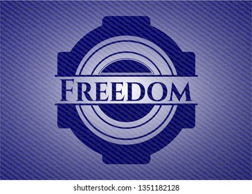 Freedom emblem with denim texture