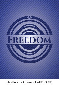 Freedom emblem with jean high quality background. Vector Illustration. Detailed.