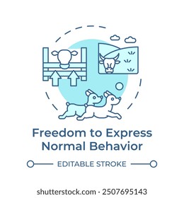 Freedom to express normal behavior soft blue concept icon. Animal welfare, livestock farming. Round shape line illustration. Abstract idea. Graphic design. Easy to use in infographic, presentation