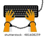 Freedom of Expression is banned or internet is under censorship or chained up. Editable Clip Art.