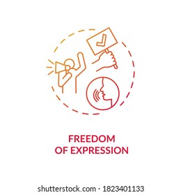 Freedom of expression concept icon. Free speech idea thin line illustration. Freedom of expressing opinion. Fundamental human rights. Amendment. Vector isolated outline RGB color drawing