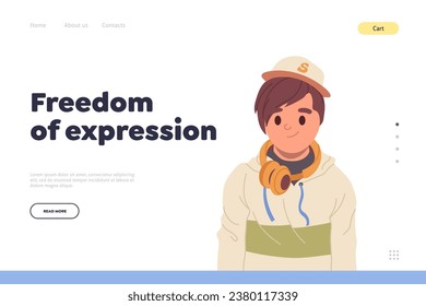 Freedom of expression concept for landing page design website template with happy boy child