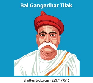 Luchador por la libertad e héroe nacional de India Bal Gangadhar Tilak. Ilustración del vector