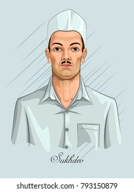 Freedom Fighter and National Hero of India Sukhdev. Vector illustration