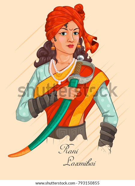 Freedom Fighter National Hero India Rani Stock Vector (Royalty Free