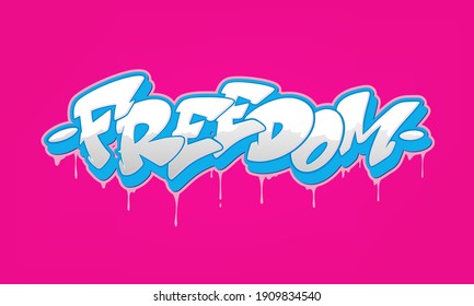 Tipo de letra de la libertad en graffiti. Ilustración vectorial.