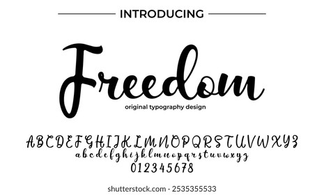 Freedom Font Stylish brush painted an uppercase vector letters, alphabet, typeface