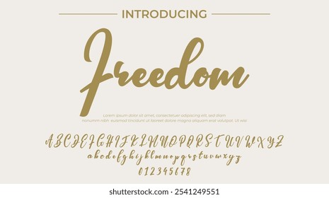 Freedom Font Stylish brush painted an uppercase vector letters, alphabet, typeface