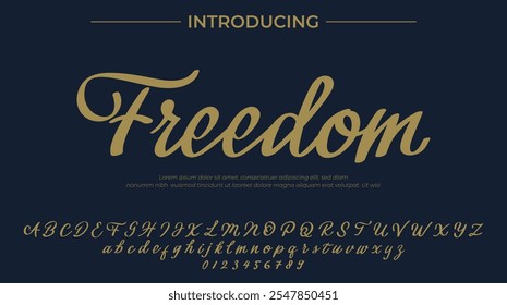 Freedom Font Stylish brush painted an uppercase vector letters, alphabet, typeface