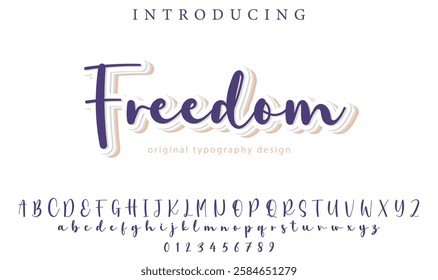 Freedom Font Stylish brush painted an uppercase vector letters, alphabet, typeface