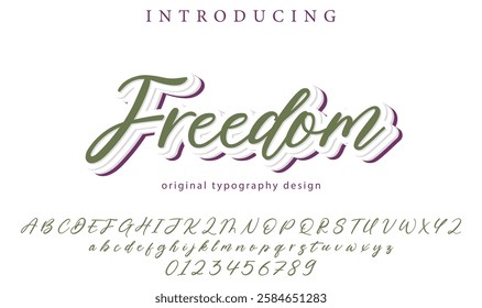 Freedom Font Stylish brush painted an uppercase vector letters, alphabet, typeface