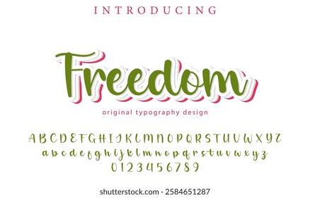 Freedom Font Stylish brush painted an uppercase vector letters, alphabet, typeface