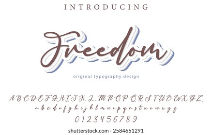 Freedom Font Stylish brush painted an uppercase vector letters, alphabet, typeface