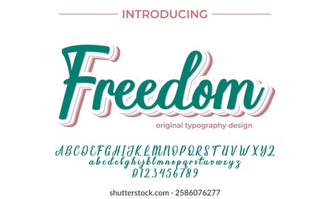 Freedom Font Stylish brush painted an uppercase vector letters, alphabet, typeface