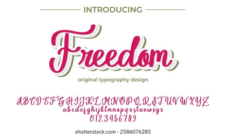 Freedom Font Stylish brush painted an uppercase vector letters, alphabet, typeface