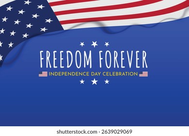 Freedom Forever Poster with American Flag and Blue Gradient