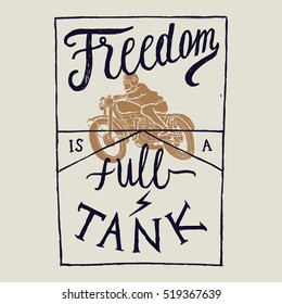 freedom is a full tank. vintage motorcycle print.