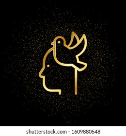 Freedom gold icon. Vector illustration of golden particle background.. Spiritual concept vector illustration