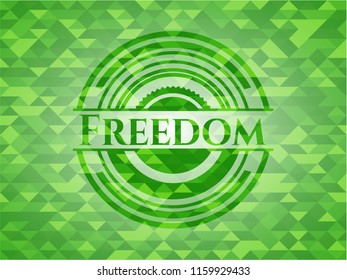 Freedom green emblem with mosaic background