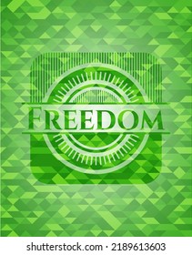 Freedom green emblem. Mosaic background. Vector Illustration. Detailed. 