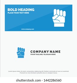 Freedom, Hand, Human, Power, Strength SOlid Icon Website Banner and Business Logo Template